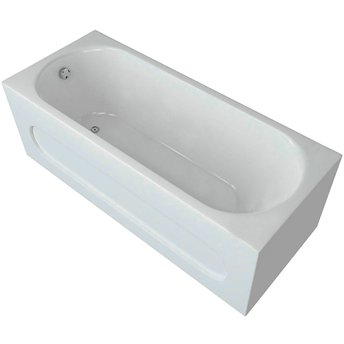 Акриловая ванна Aquatek Оберон 160x70 белая, с экраном, каркасом и сливом-переливом