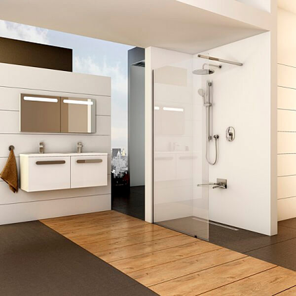 Душевая перегородка Ravak Walk-In Wall 100 профиль черный, стекло прозрачное