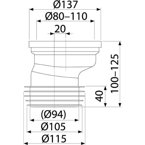 Патрубок эксцентрический Alcaplast A991-20