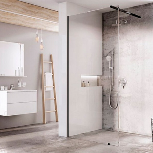 Душевая перегородка Ravak Walk-In Wall 100 профиль черный, стекло прозрачное