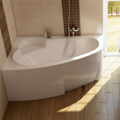 Акриловая ванна 160x105 L Ravak Asymmetric с ножками и экраном, без слива-перелива
