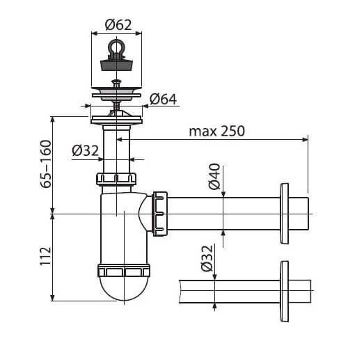 Сифон 32/40 Alcaplast A41