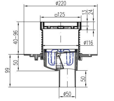 Трап для пола DN50 MCH C384A
