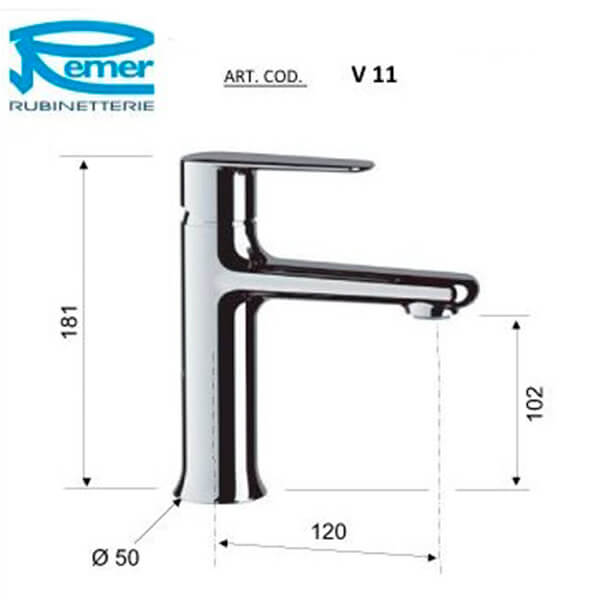 Смеситель для раковины Remer Vanity V11 хром