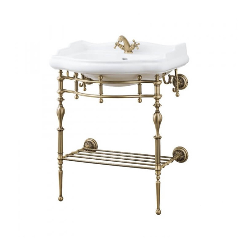 Консоль с раковиной и полкой , бронза 745*545*925