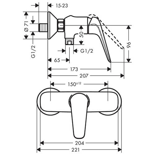 Смеситель для душа Hansgrohe Novus 71060000 хром