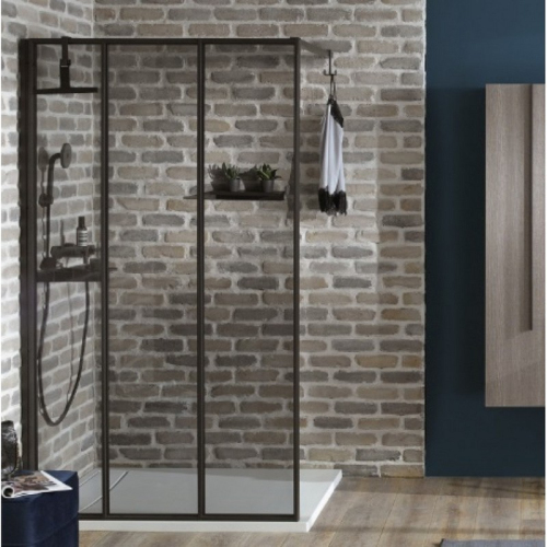 Душевая перегородка Jacob Delafon Nouvelle Vague 90 профиль черный матовый, стекло прозрачное