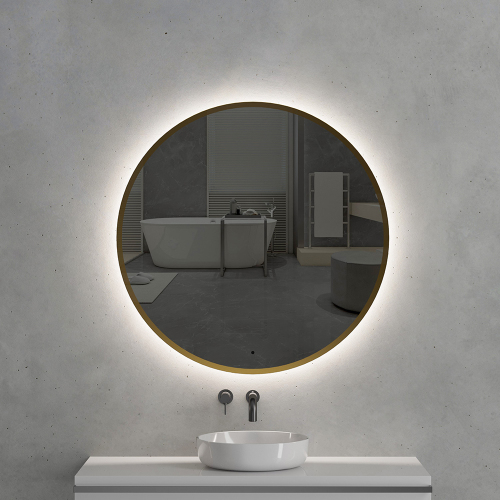 Зеркало с подсветкой AVS Виктория 100x100 см, золото