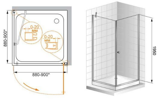 Душевой уголок Cezares Elena ELENA-W-A-1-90-P-Cr-R 90х90 профиль хром, рифленое стекло