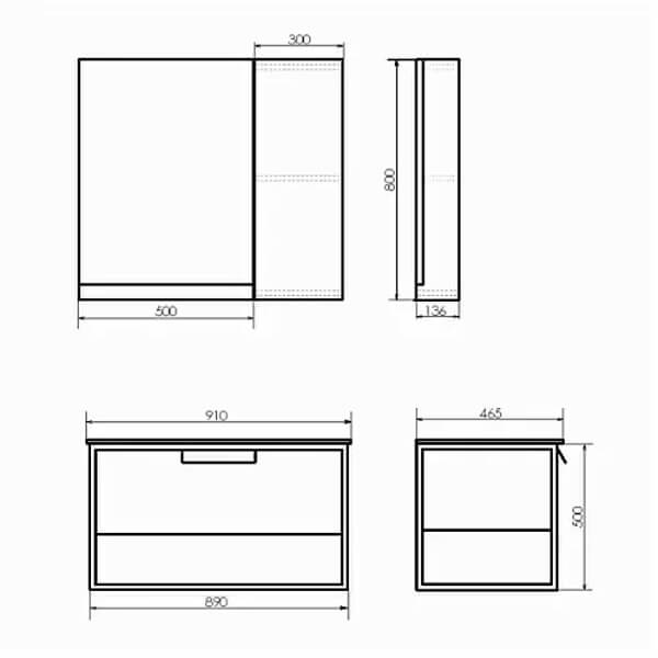 Тумба с раковиной 90 подвесная Бонн COMFORTY 00-00001937