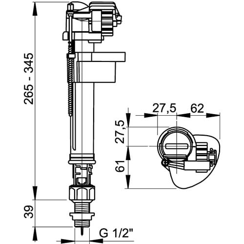 Клапан для унитаза 1/2 металл Alcaplast A18