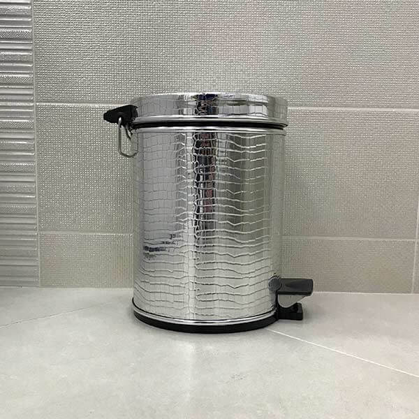 Ведро для мусора AVS серебро (крокодил) 5 л