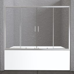 Шторка на ванну UNIQUE-VF-2-150/180-140-M-Cr матовое стекло, хром BelBagno