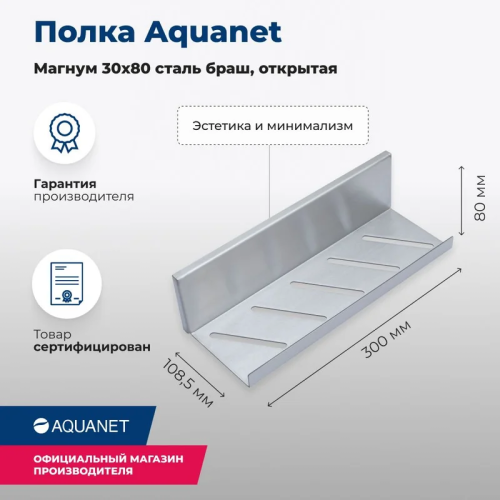 Полка Aquanet Магнум Н 334113 брашированная сталь