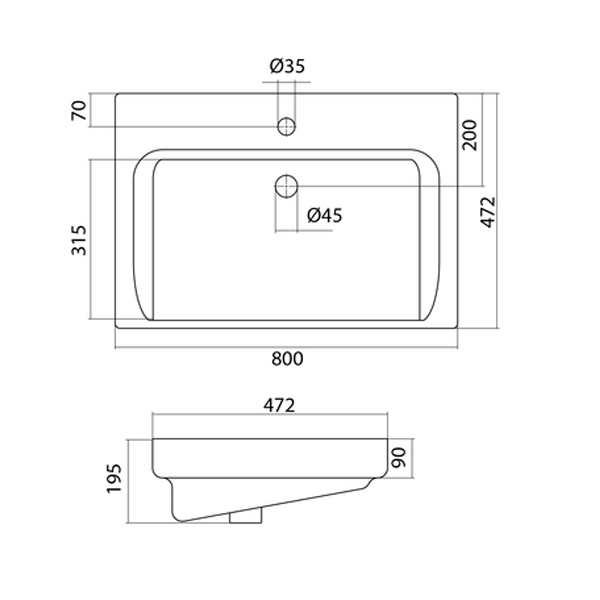 Раковина к тумбе 800х445 Ронда/Америна/Дакота Акватон 1WH302084