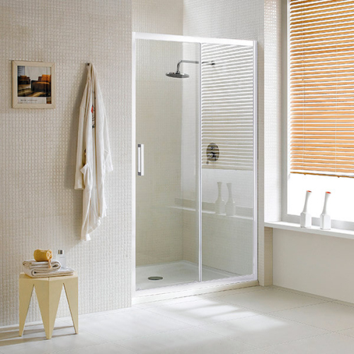 Душевая дверь в нишу AVS Квант 140 профиль белый глянец, стекло прозрачное Душевая дверь в нишу AVS Квант 140 профиль белый глянец, стекло прозрачное