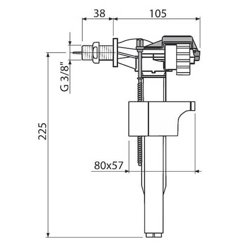 Клапан для унитаза 3/8 металл Alcaplast A160