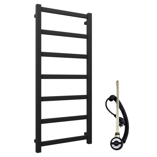 Полотенцесушитель электрический Grota Soffi 53х1000N + ТЭН MOA 300W черный матовый