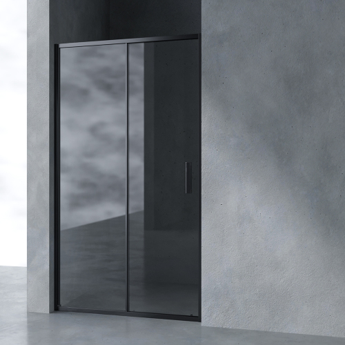 Душевая дверь в нишу AVS Вектор 110 см профиль черный, стекло прозрачное