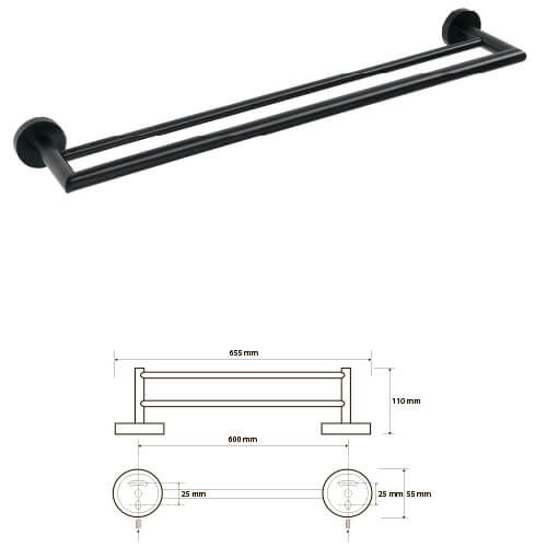 Полотенцедержатель двойной 655 Dark Bemeta 1104204050