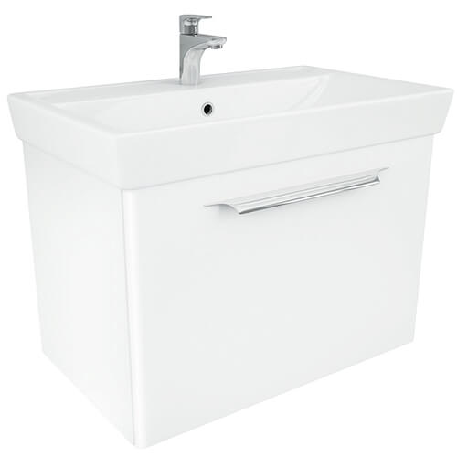 Тумба 800 1ящ + Раковина Q80 Белый мат Lande DIBORG
