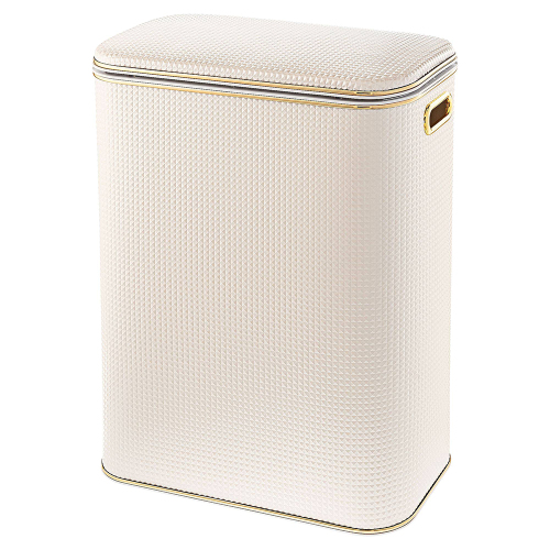 Корзина д/белья 600*450*250 РОМБ БЕЛАЯ/ЗОЛОТО GERALIS