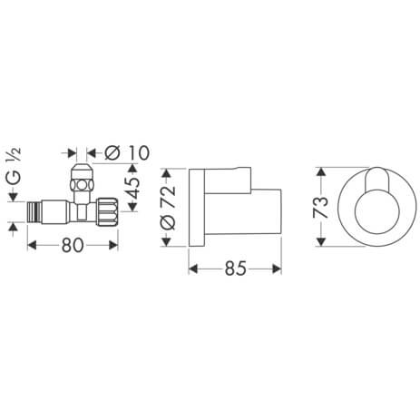 Угловой вентиль с накладкой G 3/8 Hansgrohe 13954000