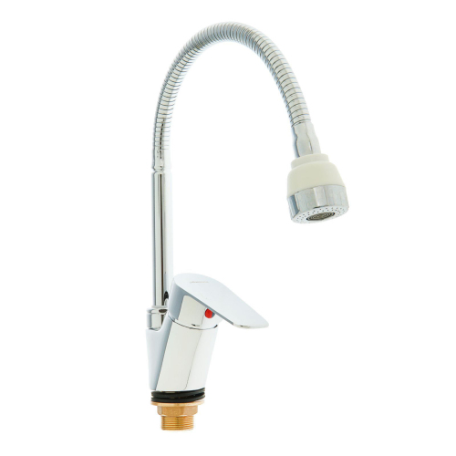 Смеситель д/кухни однорычажный, с гибким изливом, хром Accoona