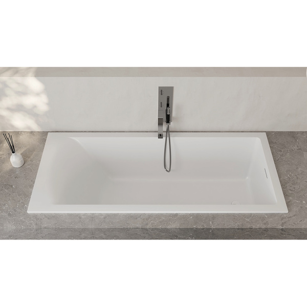 Ванна из искусственного камня Salini Cascata Kit S-Sense 180x80 белая, с ножками и донным клапаном