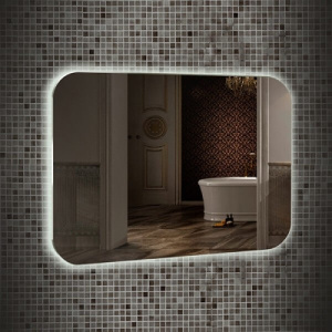 Зеркало с подсветкой AVS Каспий 80х55 см, часы и антипар