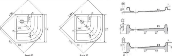 Поддон для душа Ravak Ronda 90x90 белый, четверть круга, акриловый, без сифона