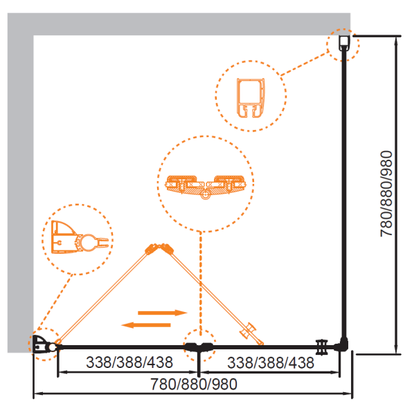 Душевой уголок Cezares Elena ELENA-W-AS-1-100-C-Cr 100х100 профиль хром, прозрачное стекло