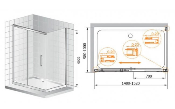 Душевой уголок Cezares Premier Soft PREMIER-SOFT-W-AH-1-150/100-C-Cr-IV 150x100 профиль хром, прозрачное стекло