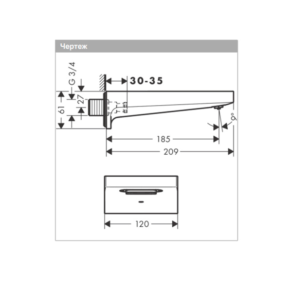 Излив на ванну Metropol Hansgrohe 32543990