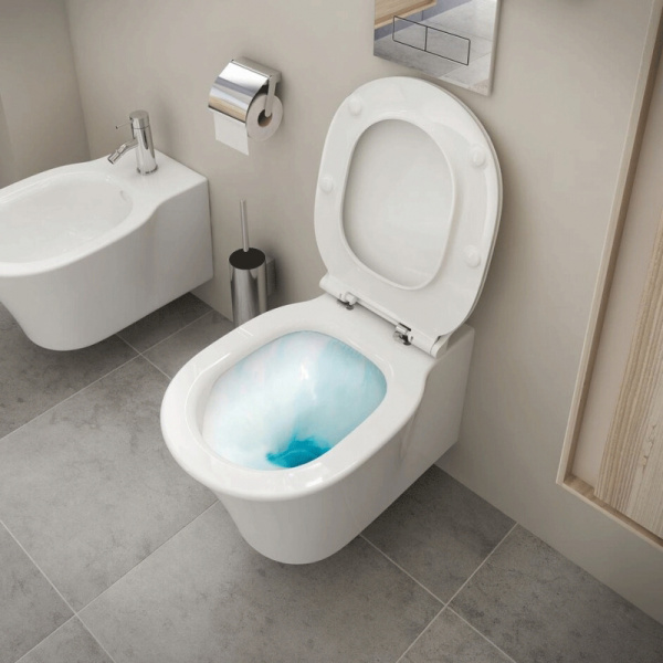 Унитаз подвесной Ideal Standard Connect Air Aquablade E005401+E036601 безободковый с микролифтом
