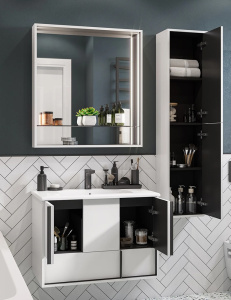 Комплект 1A239001RVX20 Тумба 80+732799C000 Р-на+1A239102RVX20 З/Ш Белый мат Ривьера АКВАТОН