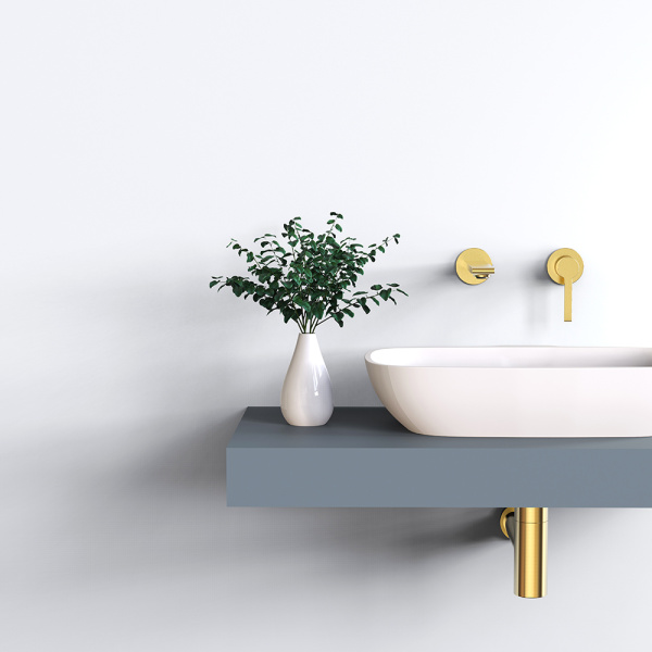 Смеситель для раковины AVS Elegant С ВНУТРЕННЕЙ ЧАСТЬЮ, брашированное золото
