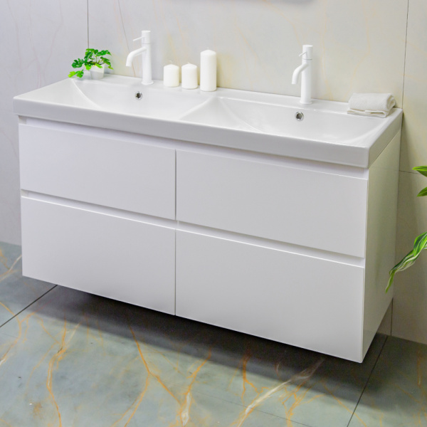 Тумба с раковиной AVS Гармония 120 двойная, белая