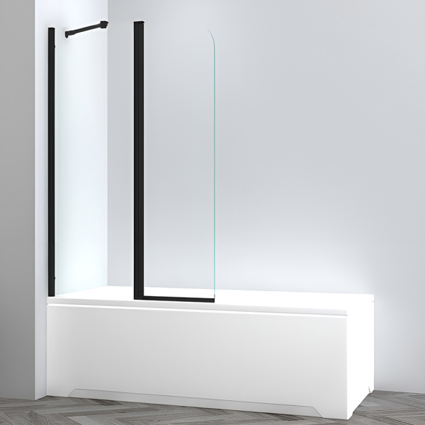 Шторка на ванну AVS Асти Дуо 100 левая профиль черный матовый, стекло прозрачное