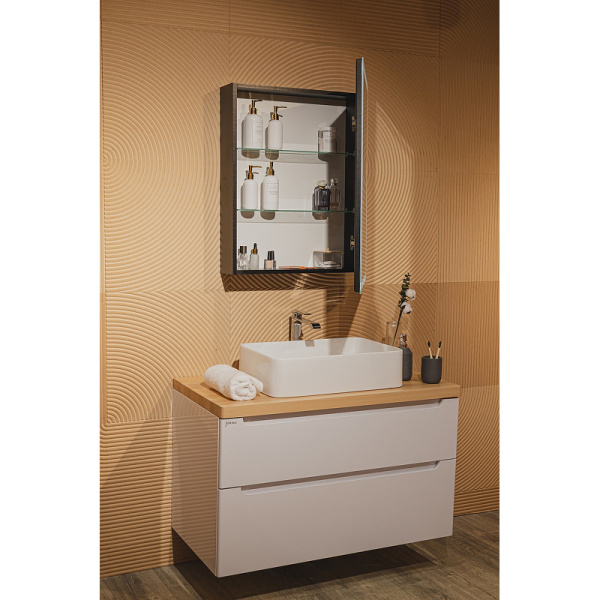 Зеркало-шкаф AVS Маджор 60x80 см, часы и антипар