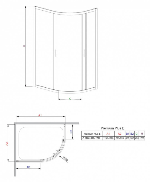 Душевой уголок Radaway Premium Plus 30483-01-06N 120х90 профиль хром, рифленое стекло