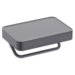 Держатель для туалетной бумаги AVS Pawns черный матовый, с полочкой