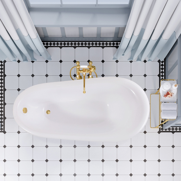 Ванна из искусственного камня Aqua de Marco Edelweiss 170x80 белая с ножками золото