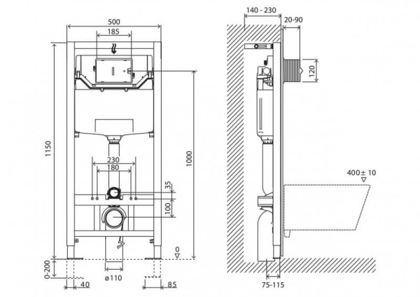 Инсталляция для унитаза 1150х500 BelBagno BB001-120