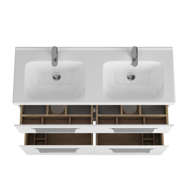 Тумба 1250 4ящ + Раковина Гармония Белый мат Lande DIBORG