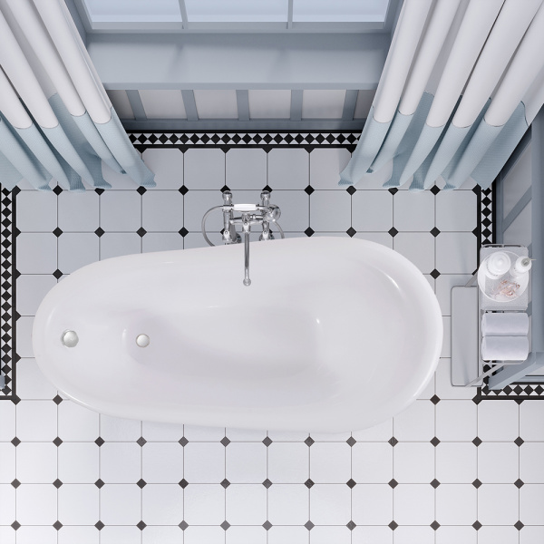 Ванна из искусственного камня Aqua de Marco Edelweiss 170x80 белая с ножками серебро