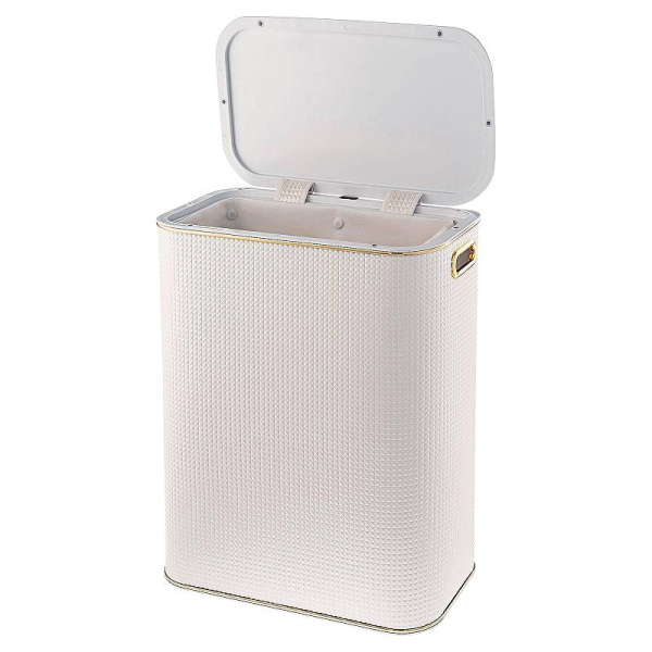 Корзина д/белья 600*450*250 РОМБ БЕЛАЯ/ЗОЛОТО GERALIS