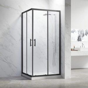 Душевой уголок Veconi Rovigo RV-27B 80х80 профиль черный матовый, стекло прозрачное