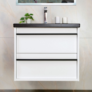 Тумба с раковиной AVS Графика 60 белая матовая (ручки и раковина черные)