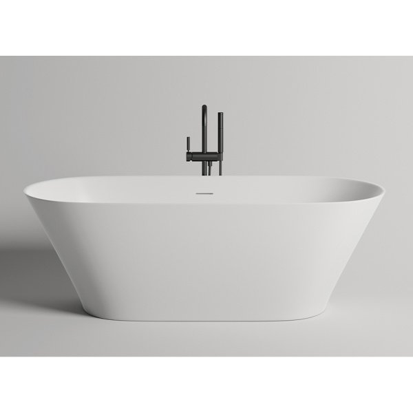 Ванна из искусственного камня Salini Mona S-Sense 180x80 белая с донным клапаном